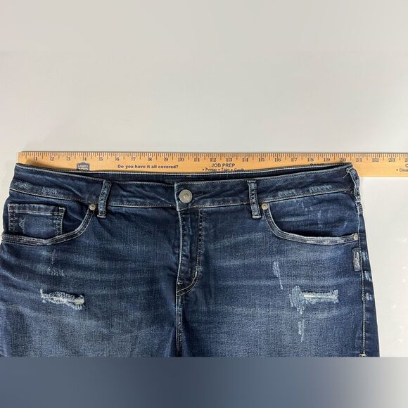Silver Jeans Elyse Short Womens Plus Size 18 Denim Distressed Raw Hem Shorts - Picture 7 of 9